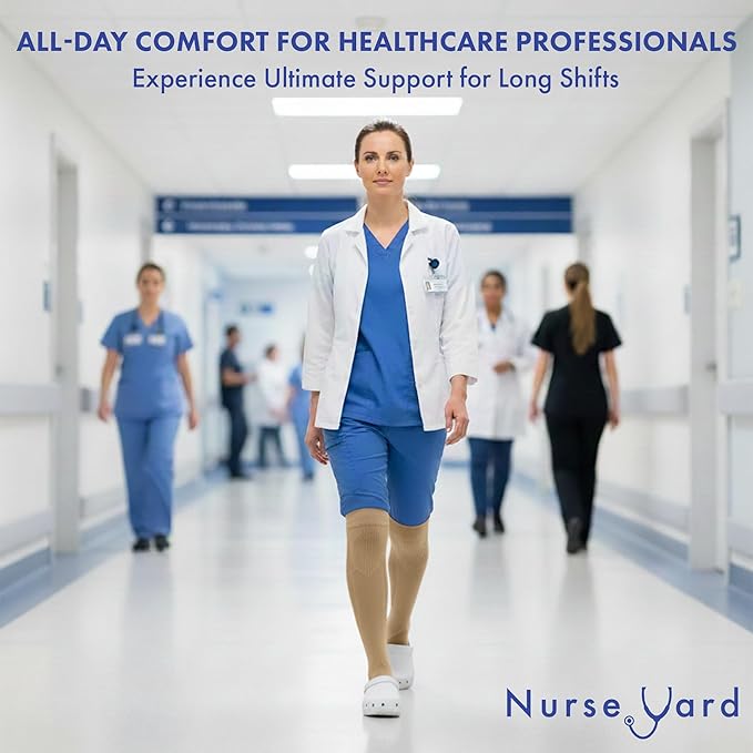 Nurse Yard Compression Socks for Nurses - Women & Men - 20-30mmHg Graduated Compression, Zero-Toe Compression, For Medical Staff, Nursing, Athletic Support Such As Running, Cycling, Hiking - 1 Pair