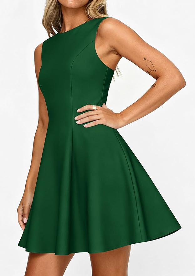 PRETTYGARDEN Summer Dresses for Women 2026 Elegant Sleeveless Boat Neck A Line Spring Formal Cocktail Party Mini Dress