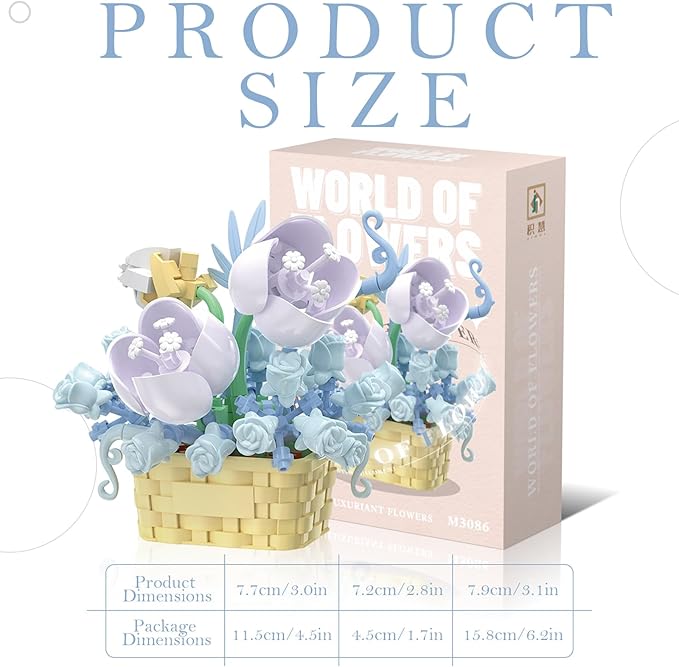 MJDDJA Mini Flowers Building Block Set, Mini Building Blocks, Flower Building Set, Building Block Flowerpot, Mini Bricks Building Sets, Party Favors for Kids Above 10 Years Old(Narcissus 166pcs)