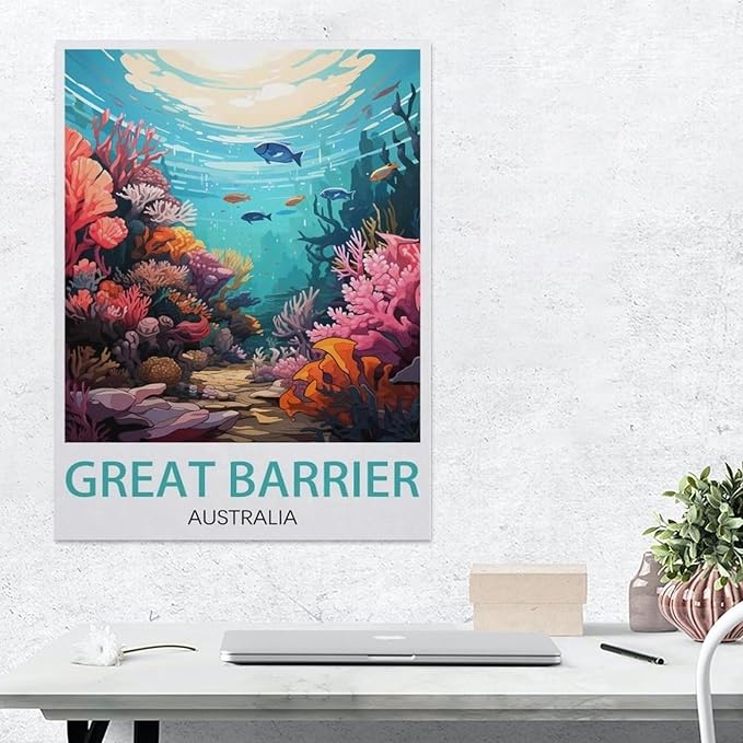 Jigsaw Puzzle 1000 Piece，Great Barrier Australia Vintage Travel Poster，Paper Jigsaw Puzzle for Kids Adult, Puzzle Game Toys Gift for Wall Decoration（38x26cm）-BD12