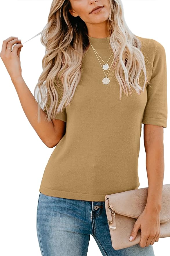 LETSRUNWILD Business Casual Tops for Women Dressy Cute Tops Mock Turtleneck Tshirts Shirts