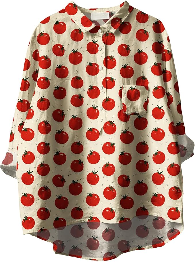 Women Funny Graphic Long Sleeve Floral Blouses Plus Size Button Shirts Casual Cute Vneck Fall Tunic Tops Trendy