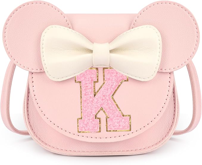 mibasies Toddler Purse Girl Gifts: Girls Birthday Gifts for 3-8 - Toys for Ages 2-4 Girls Mouse Ears Purse, Pink, Letter K