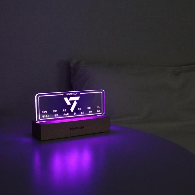MEMELIGHT Seven.Teen Night Light, Kpop Merchandise, Korean Idol Lamp for Carat, 7RGB Color, Dimmer, 8.3 x 4.2 x 1.7