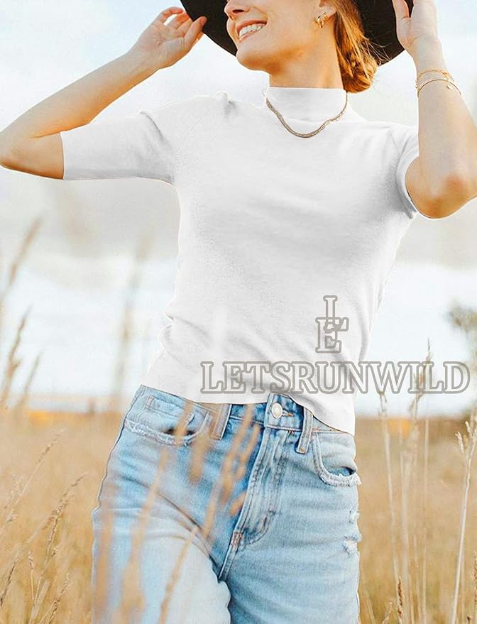 LETSRUNWILD Business Casual Tops for Women Dressy Cute Tops Mock Turtleneck Tshirts Shirts