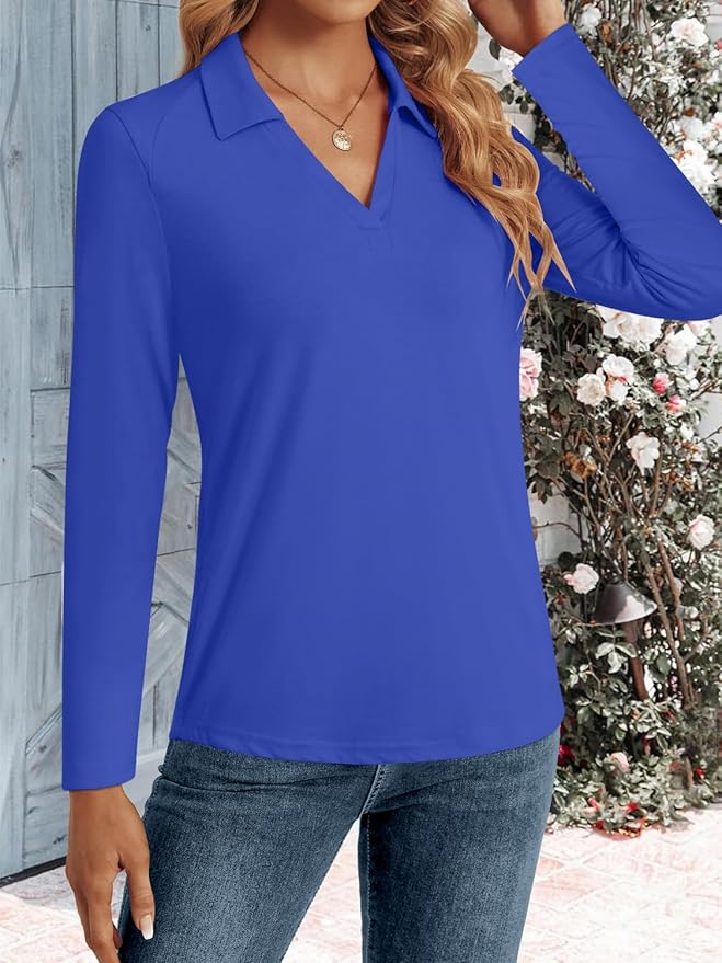 3/4 Length Sleeve Womens Tops Dressy Casual V Neck Polo Shirts Business Work Blouses 2025 Trendy Tunic Top