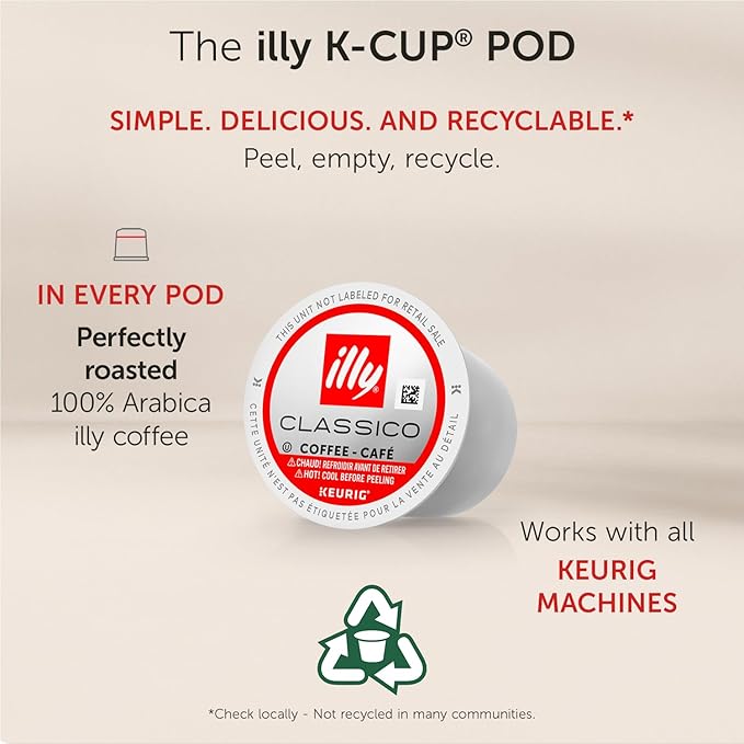 illy Coffee K Cup, Pods for Keurig Machines, Classico Medium Roast, 100% Arabica, Premium Italian Coffee, 20 Count, 4 Pack