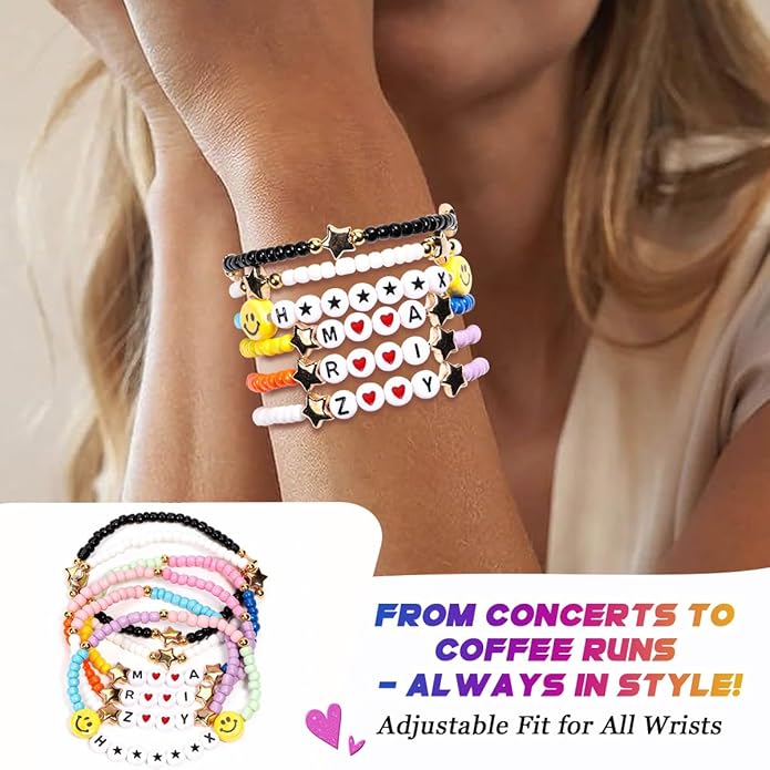 AICase for Korea-Pop Merch Gifts Toys Golden Inspired Bracelets 5 Pcs Stackable Stretch Flower Beaded Bracelets Costume Outfit Merchandise Jewelry Gifts for Fans Christmas Stocking_3110