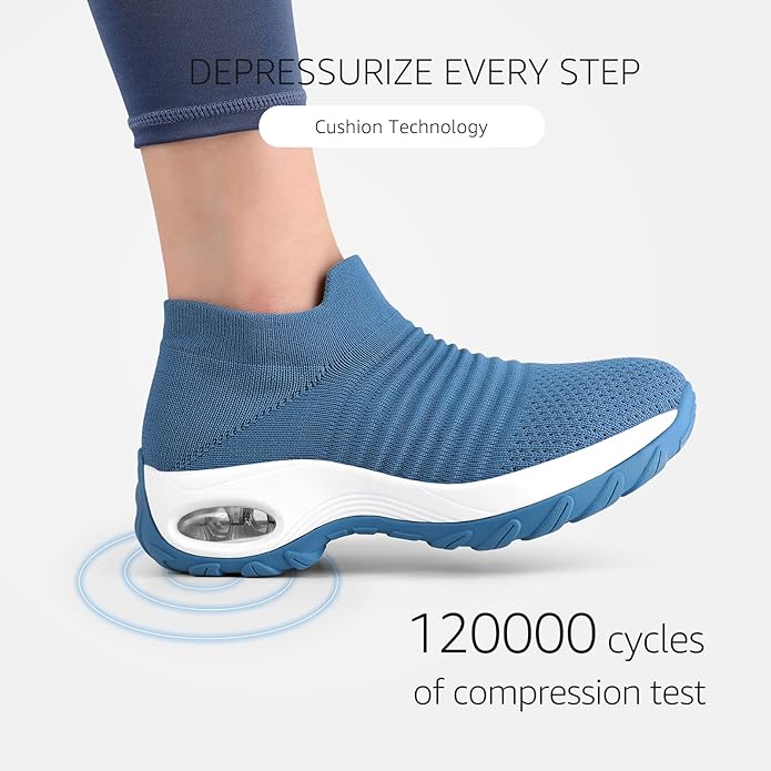 HKR Women's Walking Shoes Arch Support Non Slip Work Shoes Breathable Knit Upper Lightweight for Plantar Fasciitis