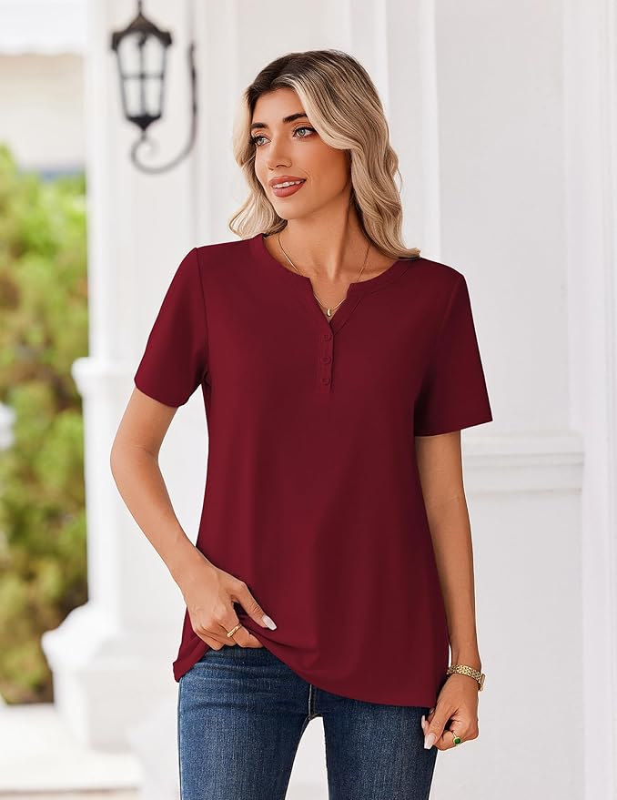 Zeagoo Womens Summer Tops V Neck Short Sleeve Shirts Dressy Casual Blouse Spring Vacation Tshirts Clothes