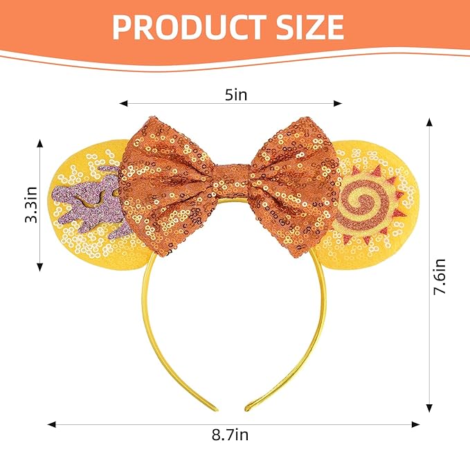 Seamoy Sequin Mouse Ears Headband, Lion King Animal Kingdom Park Ears, Sparkle Rose Gold Classic Ears Hairband