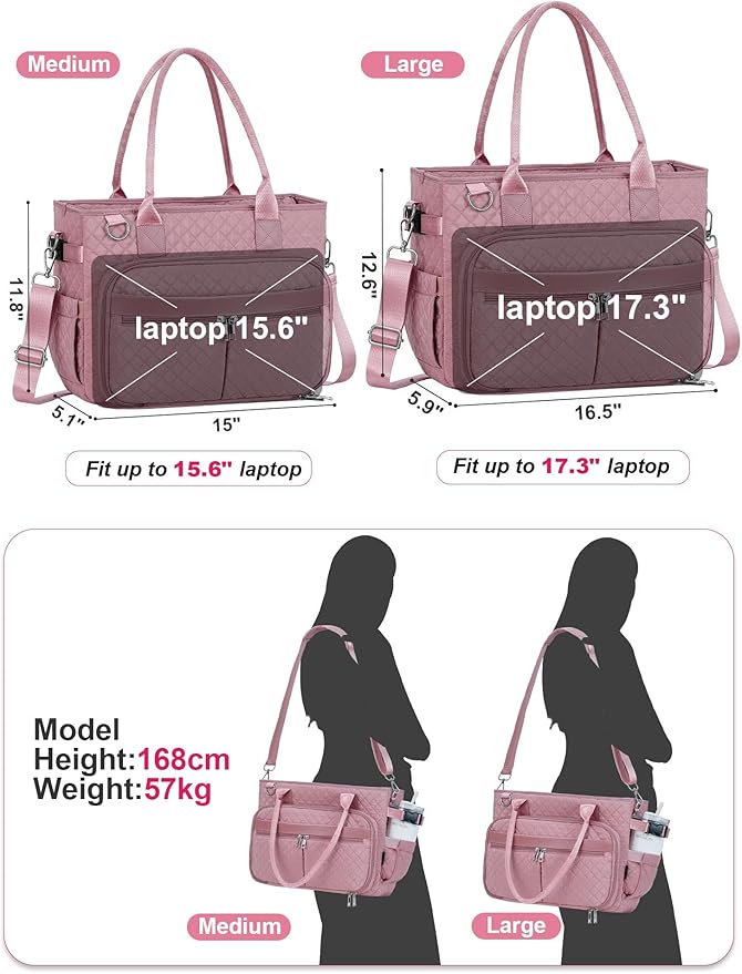 FIORETTO Teacher Tote Bag for Women with Laptop Compartment, Large Cup Holder, Zip Closure, Ideal for Work, Bible, Nurse