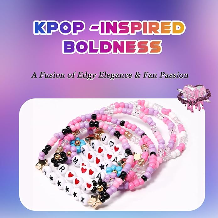AICase for Korea-Pop Merch Gifts Toys Cosplay Birthday Decorations Bracelets Outfit Costume 6 Pcs Stackable Stretch Beaded Bracelets Merchandise Jewelry Gifts for Fans Women Christmas Stocking