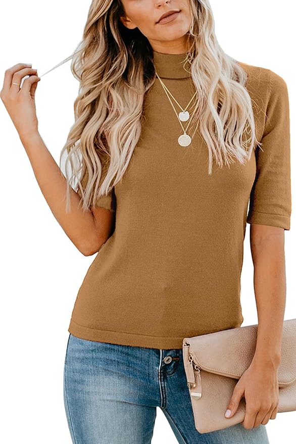LETSRUNWILD Business Casual Tops for Women Dressy Cute Tops Mock Turtleneck Tshirts Shirts