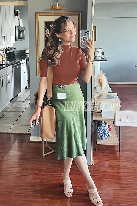 LIYOHON Womens Tops Dressy Casual Mock Turtleneck Business Short Sleeve T Shirts Going Out Tops 2026