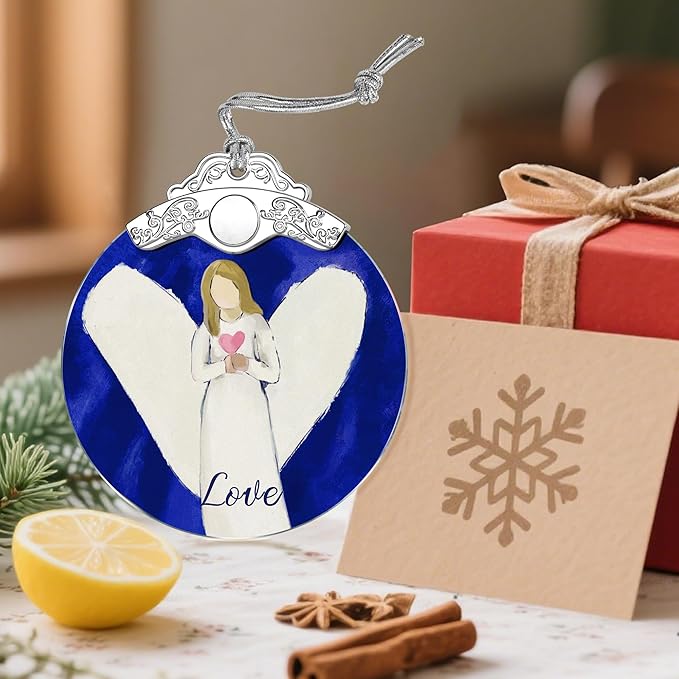 Stained Glass Ornament, Love Angel Christmas Ornaments, Christmas Decorations for Tree, Holiday Ornament, Holiday Party Gifts, Gift Ideas & Xmas Gift - Love Angel