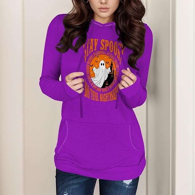 domirica Halloween Womens Pullover Sweatshirts Trendy Drawstring Fall Sweatshirt Halloween Best Gift For Wife And Daughter