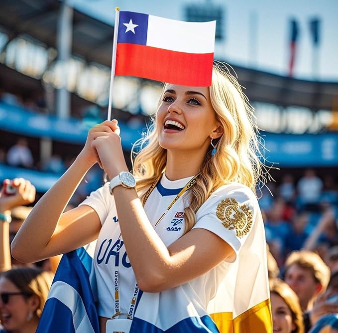 20 Pack Small Chile Flags on Stick Mini Handheld Chilean Flag for Parades, Independence Day and Patriotic Events 5x8 Inch Durable Weather-Resistant Flags with 12 Inch Sticks(Chile)