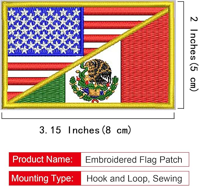 EmWoot 2PCS American Mexican Flag Patch Embroidered Morale Patch Military Tactical Patches Hook and Loop Applique Fastener