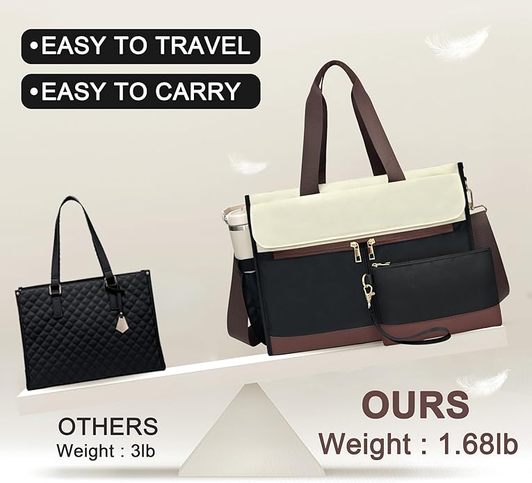 Laptop Bag for Women - 15.6 Inch Tote Work Bag with Compartments Nurse Teacher Bag Large Lightweight Office Handbag