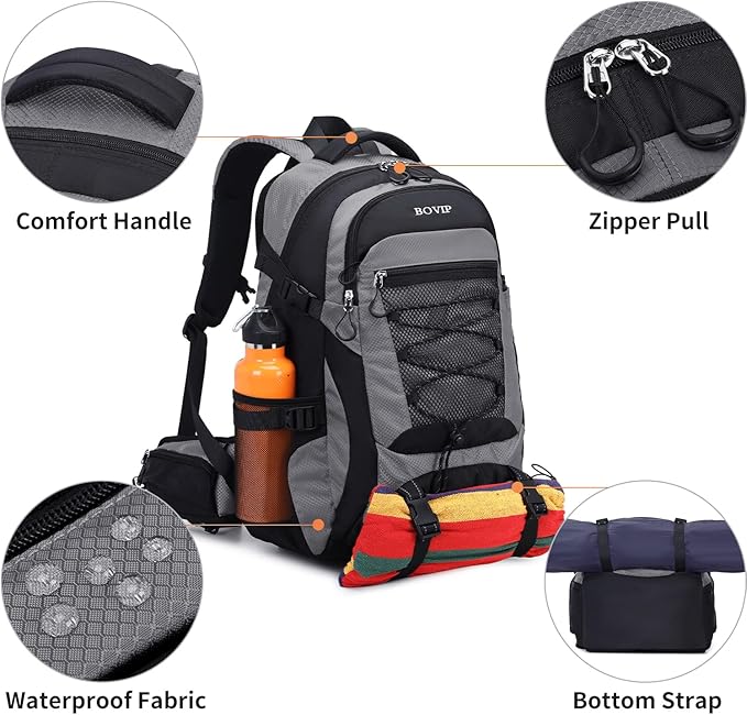 BOVIP 40L Hiking Backpack Waterproof Lightweight Daypack Travel Sports Camping Backpack for Men Women