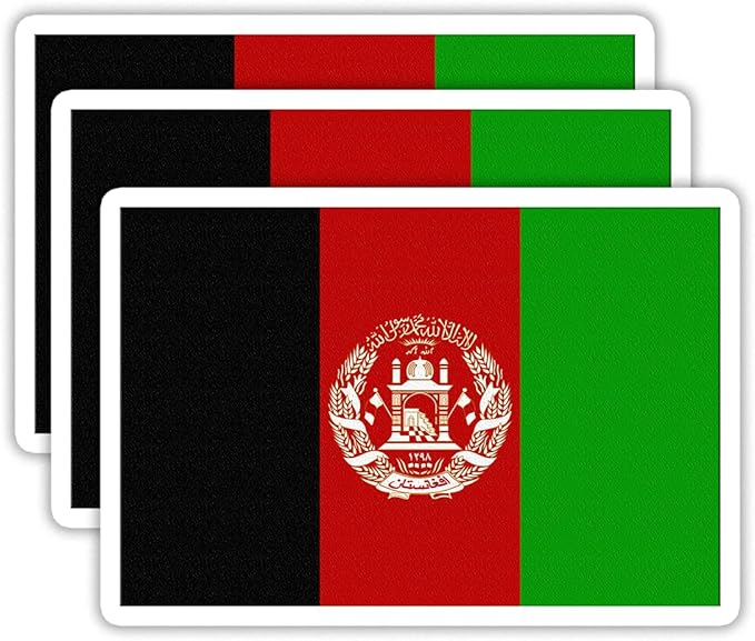 (3PCS) Afghanistan Flag stickers, Countries Flag Stickers, Waterproof Vinyl Decals For Laptops, Tumblers, Water Bottles, Books, Scrapbooks, Size 3 x 2.1 Inch