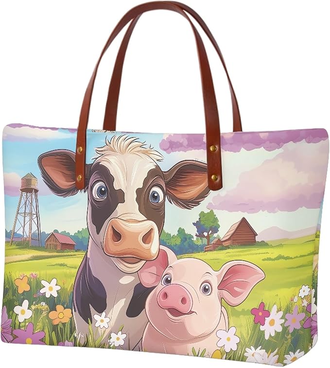 Womens Zip Up Tote Handbag Daisy Print Large Capacity Tote Purse Handbag Big Tote Bag Purse For Work Laptop