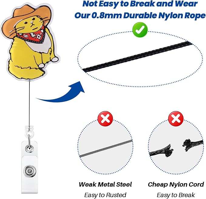 Funny Cowboy Cat Nurse Badge Reel, Cute Work Badge Holder with Retractable Clip, Pediatric Badge Buddy, Nursing Student RN LPN CNA MA Medical Worker Teacher Doctor ID Name Badge Clip Accessories