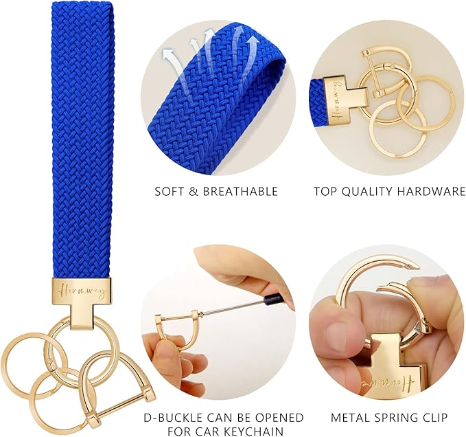 Hovmwey Elastic Wristlet Keychain for Women Men, Cute Car Key Chain, Braided Wrist Strap Lanyard for Keys ID Badges