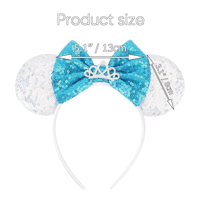 DRESHOW Mouse Ears Bow Headbands Glitter Party Decoration Cosplay Costume for Women