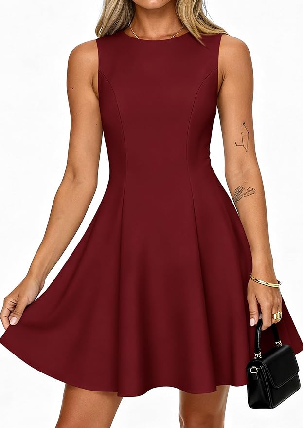 PRETTYGARDEN Summer Dresses for Women 2026 Elegant Sleeveless Boat Neck A Line Spring Formal Cocktail Party Mini Dress