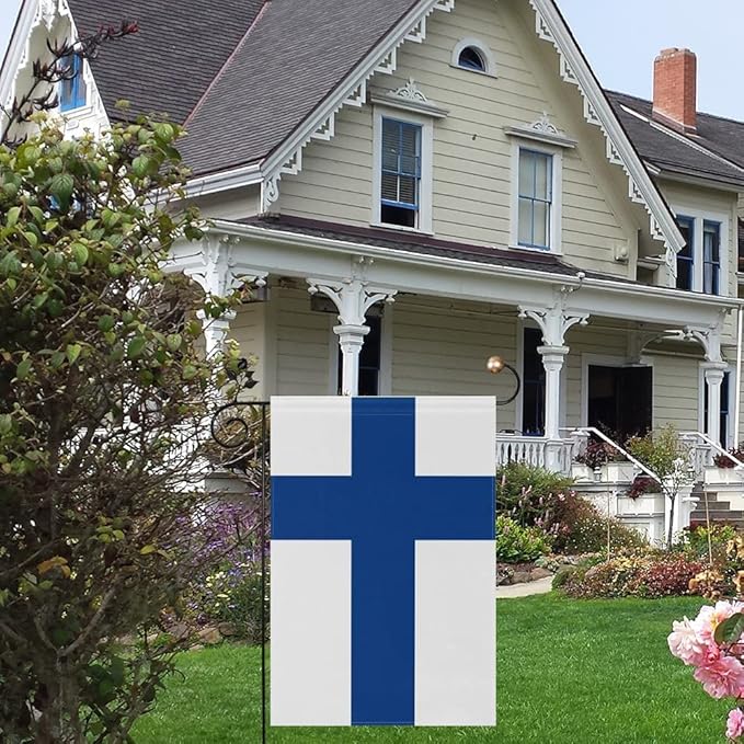 Finland Flag Finnish Flag, Small Finnish Garden Flags for Yard Patio Porch Independence Day Patriotic Festival Outdoor Decorations