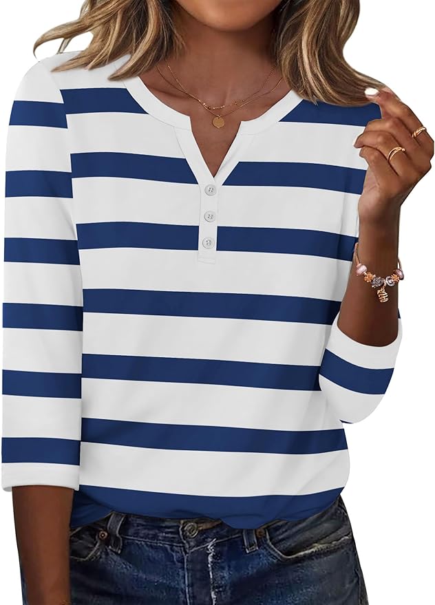 Zeagoo 3/4 Length Sleeve Womens Tops Casual Dressy Summer Blouses Buisness Work Spring Tee Shirts