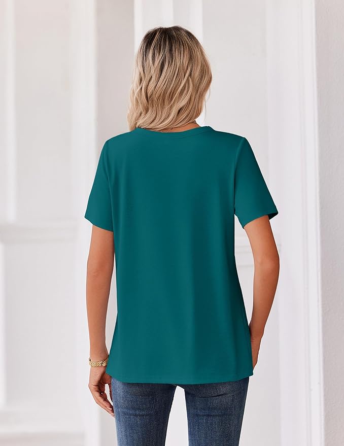 Zeagoo Womens Summer Tops V Neck Short Sleeve Shirts Dressy Casual Blouse Spring Vacation Tshirts Clothes