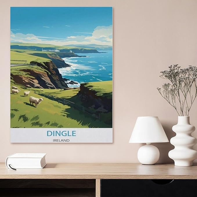 Dingle Ireland Vintage Travel Poster，Jigsaws Puzzles 1000 Pieces Classic Jigsaws Educational Games Toys，Best Gift for Adults and Kids（75x50cm）-BH30