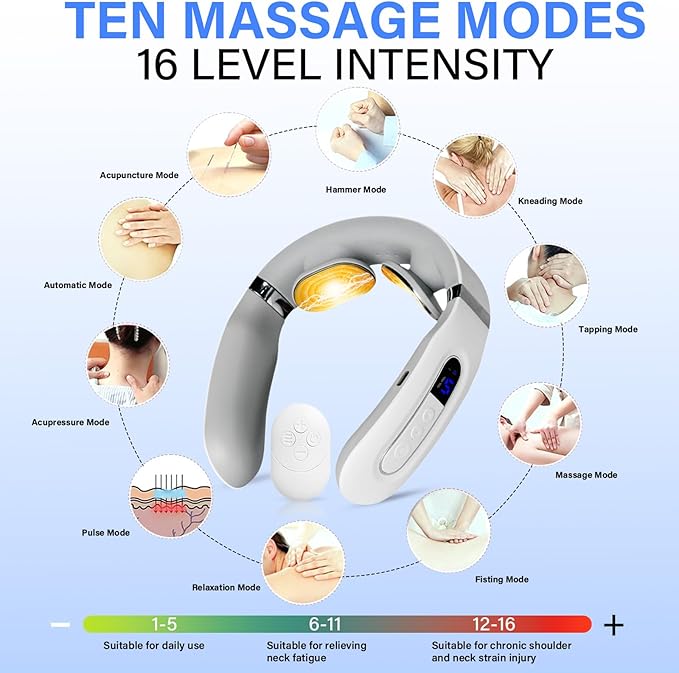 Richie House Neck Massager for Pain Relief Deep Tissue,Electric Portable Neck Massager with Heat for Women Men