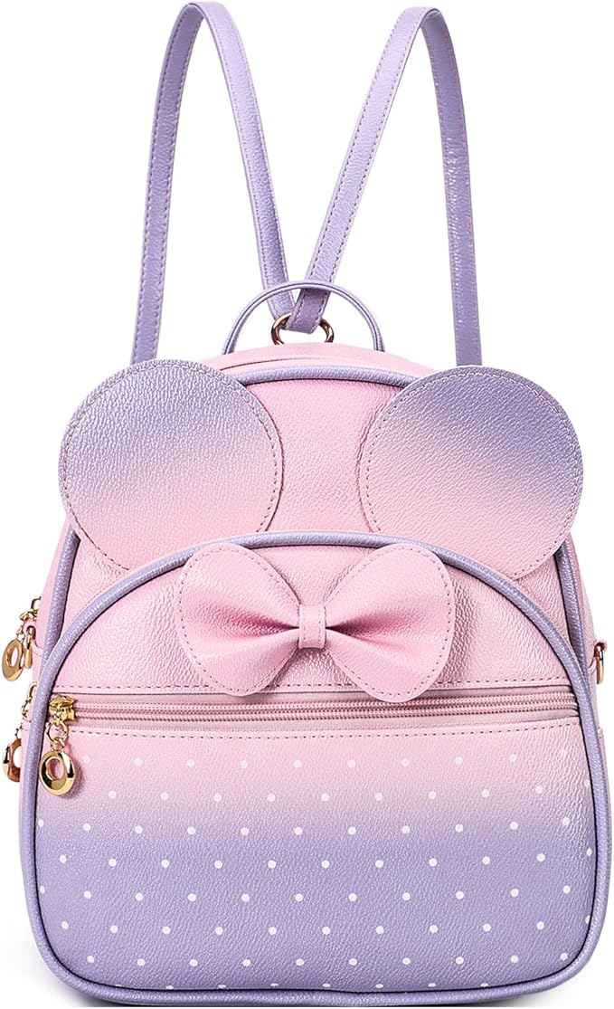 KL928 Girls Mini Backpack Bowknot Polka Dot Cute Daypacks Convertible Shoulder Bag Purse for Women