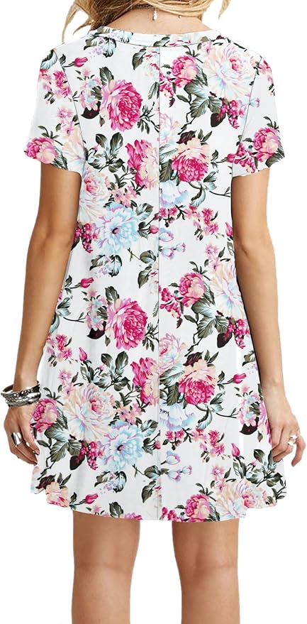 MOLERANI Women's Casual Plain Simple T-Shirt Loose Dress