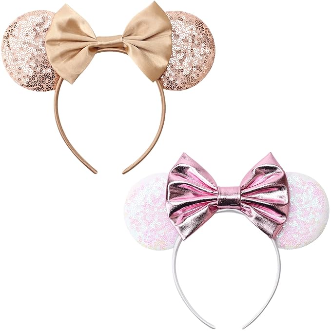 DRESHOW Mouse Ears Bow Headbands Glitter Party Decoration Cosplay Costume for Women