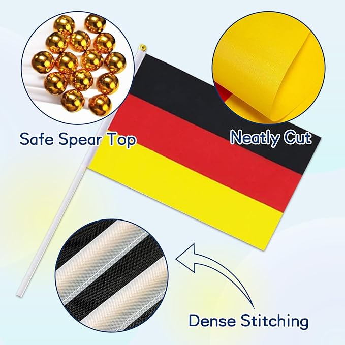 German Flag Small German Flag 12 Pack Mini Hand Held German Flags on Sticks for Party Parades Sports Events Patriotic Holiday Decorations