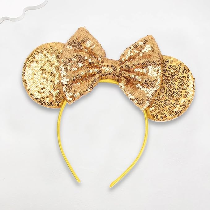 Sequin Mouse Ears Headbands for Women Girls Boys, Glitter Bows Headband for Kids Adults Birthday Party Costume Halloween
