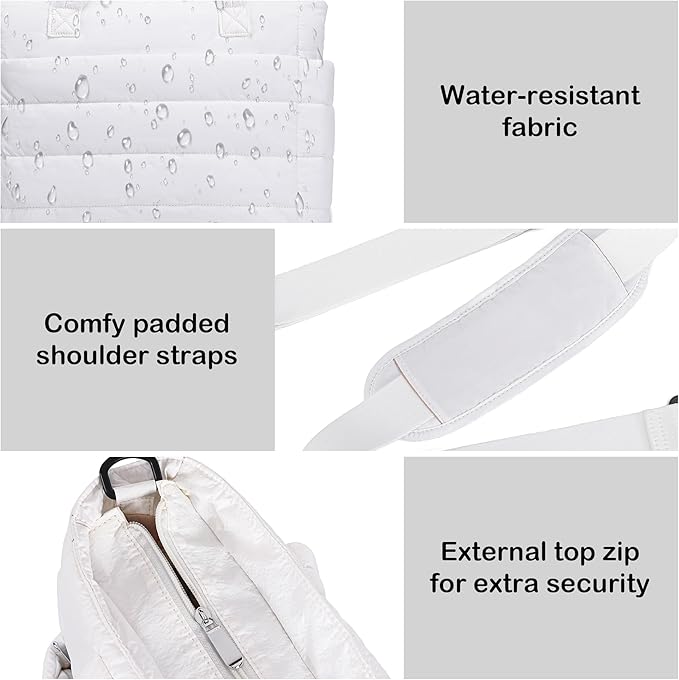 AOCINA Puffer Tote Bag for Women Quilted Work Bag Nurse Bags Women's Shoulder Handbags for Travel Gym Gifts Laptop Purse