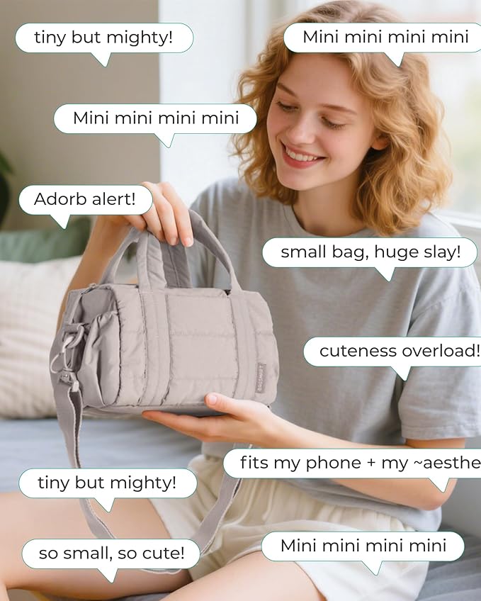 BAGSMART Reiki Mini Gym Bag for Women, Small Dance Bag, Mini Crossbody Bags for Women with Detachable Strap, 5L Shoulder Bag(9.8 * 5.9 * 5.9 inches), Sand Brown