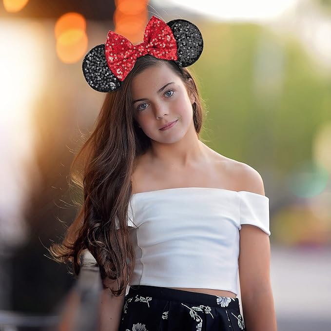 FANYITY Mouse Costume Ears,2 Pcs Mouse Ears Headbands for Girls & Women Party,Size Free (BYBD+DH)