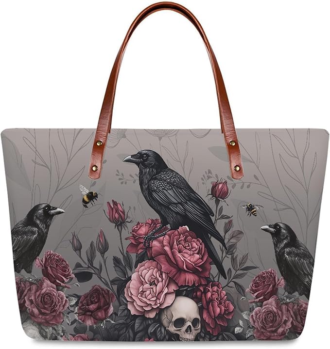 Womens Zip Up Tote Handbag Daisy Print Large Capacity Tote Purse Handbag Big Tote Bag Purse For Work Laptop
