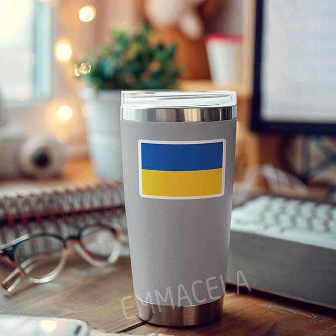(3PCS) Ukraine Flag stickers, Countries Flag Stickers - Waterproof Vinyl Decals For Laptops, Tumblers, Water Bottles, Books, Scrapbooks, Size 3 x 2 Inch