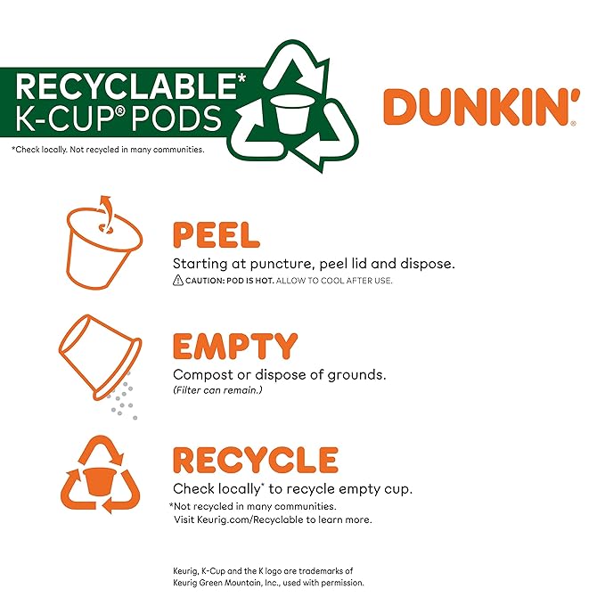 Dunkin’ Pumpkin Spice Coffee, Limited Edition Fall Coffee, K Cup Pods , 10 Count Boxes (Pack of 6)