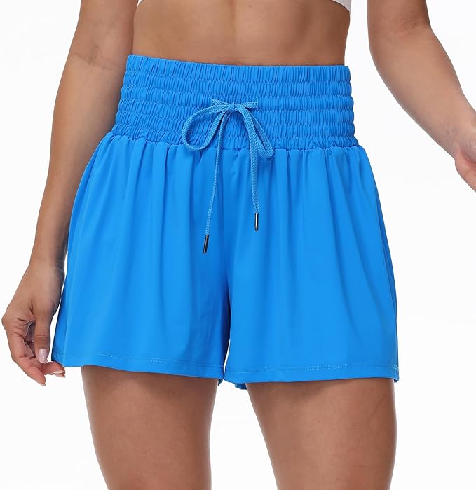 Blaosn Flowy Athletic Shorts for Women Gym Workout Running Short Pants High Waist Skort with Pocket Casual Summer Clothes