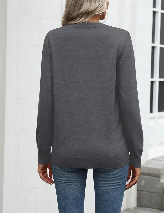 Zeagoo Womens 2026 Fall Sweaters Long Sleeve Tops Classic Crew Neck Pullover Sweaters Loose Dressy Casual Basic Clothes
