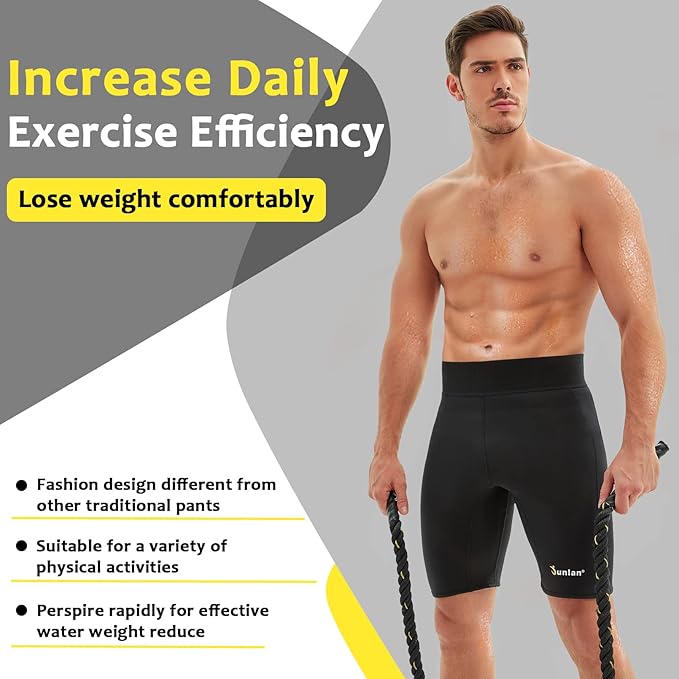Junlan Sweat Shorts for Men Sauna Suit Mens Body Shaper Sweat Sauna Neoprene Shorts